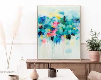 Abstract Art Canvas Print of oil painting signed by artist, Giclee, large wall art- waterlily artwork- home gift-  print- living room art