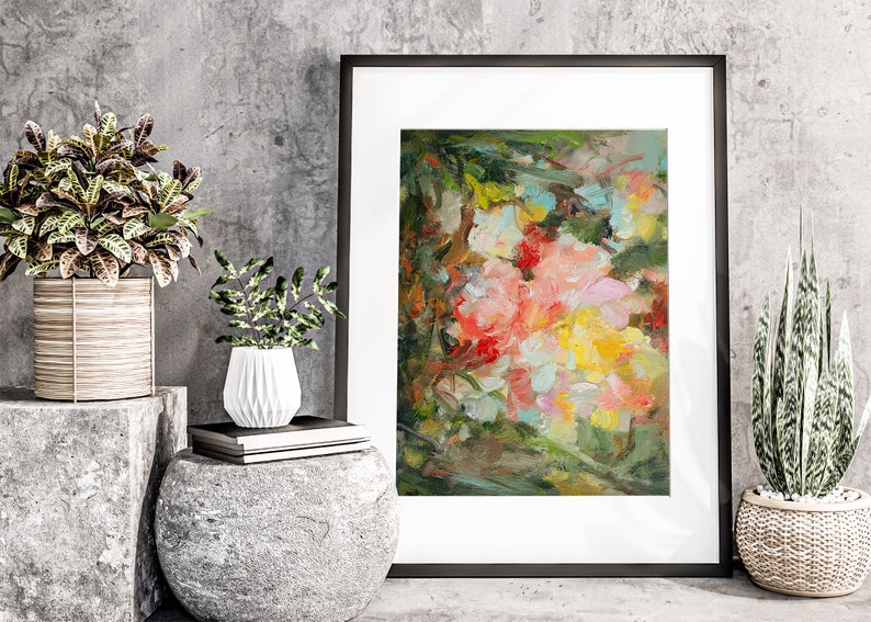 Giclée Floral art prints of oil painting signed by artist, abstract art, wall art, garden art, home gift for her, Glorious image 2