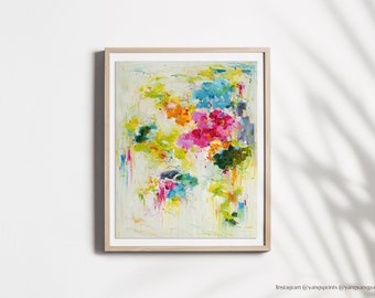 Signed Giclee Print: Vibrant Abstract Floral Art, Modern Wall Decor