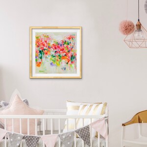 Pink Abstract art print, Giclée, pink painting, fine art, floral wall Art, garden art, colourful, home gift, art gift, 10x10 12x12 16x16 image 5