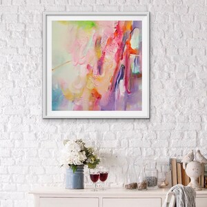 abstract wall art print, giclee art print, fine art print, pink print, home gift, nursery print, square print, colourful print, gift image 2