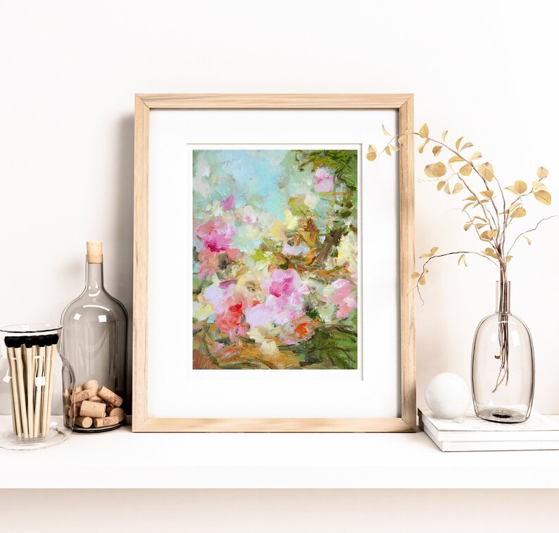 Flower Painting print signed by artist Yangyang Pan, Fine Art Prints, giclée, wall art, spring garden, home gift Delight image 2