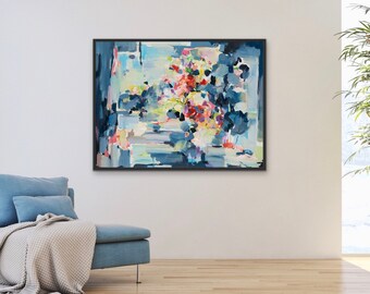 抽象的な青いキャンバス アーティスト Yangyang Pan による絵画