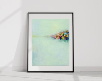 Giclée Abstract landscape print of original painting signed by artist,  minimalism art gift, modern home gift, mint green print 16x20