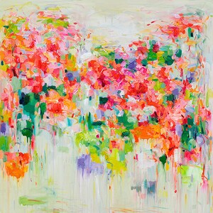 Pink Abstract art print, Giclée, pink painting, fine art, floral wall Art, garden art, colourful, home gift, art gift, 10x10 12x12 16x16 image 4