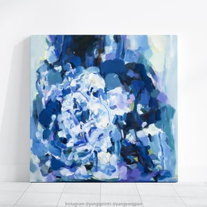 Canvas Wall Art of Abstract blue painting Giclée Large canvas roll, home gift, Painting, Contemporary artwork Inception