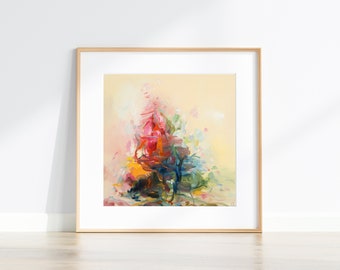 Giclee Abstract Art print of oil painting  signed by artist,  Giclée print, Tree painting, fine art print, Colourful art gift, artwork gift