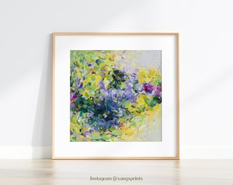 Impresión de arte abstracto, impresión giclée, pintura, arte de pared, pintura de jardín, arte floral, regalo para el hogar-Garden 8