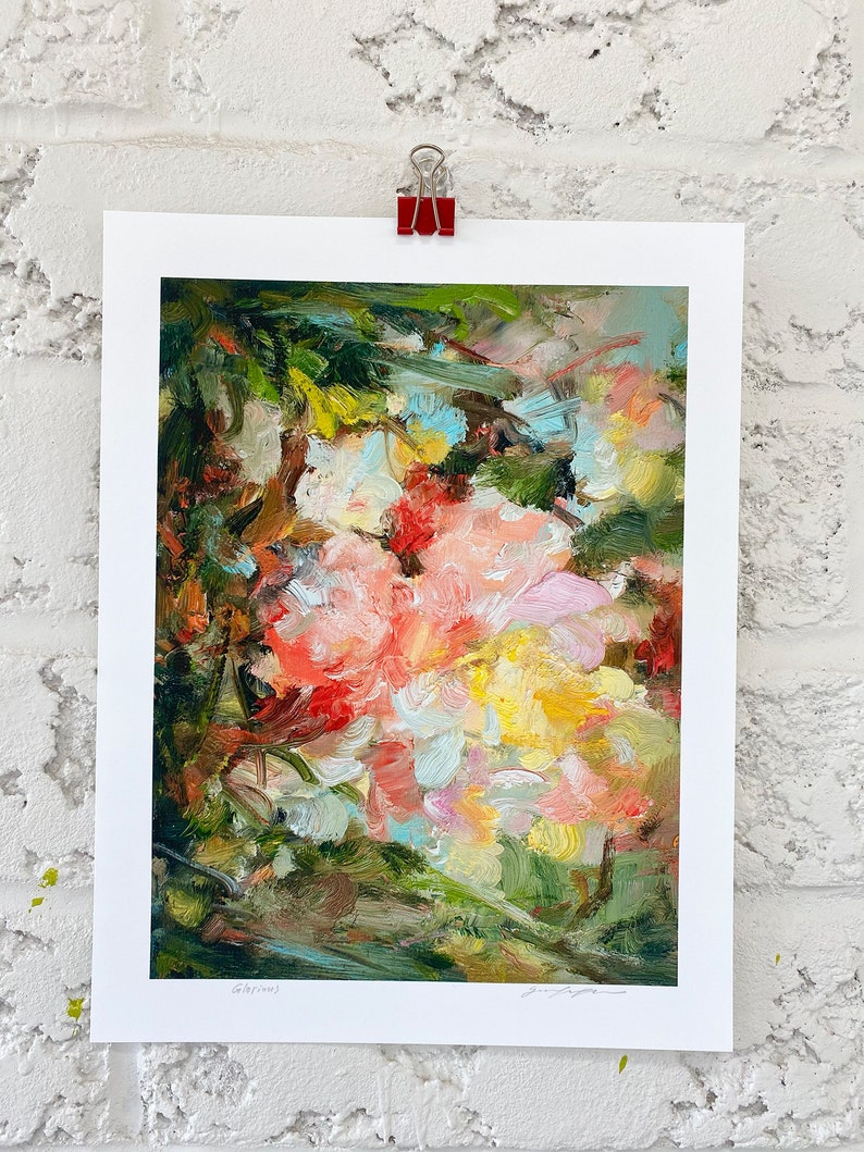 Giclée Floral art prints of oil painting signed by artist, abstract art, wall art, garden art, home gift for her, Glorious image 3