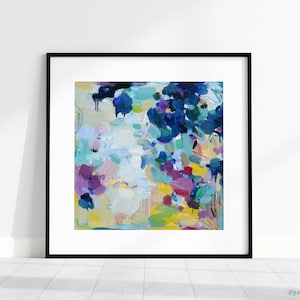 Abstract art Print of painting Signed by artist, Giclée Prints, blue Artwork print, home gift, print Wall Art, 10x10 12x12 16x16