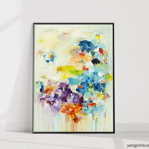 Large canvas abstract wall art signed by artist, original giclée prints  home decor gift wall decor, floating clouds painting print