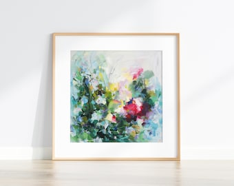 Abstract art, giclee print, art gift, wall art, painting, floral print, home gift, colourful art,  Bloom Beauty
