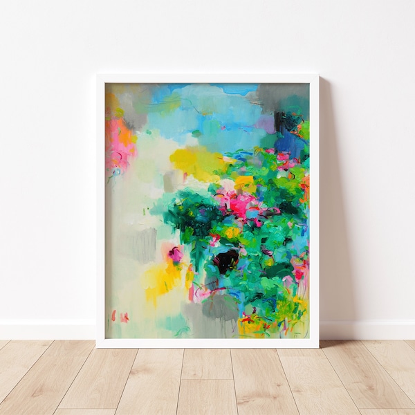 Art print landscape Giclée: Abstract Painting, Lake Ontario , artist Signed Wall Art gift