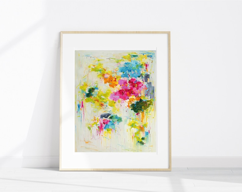 Abstract art giclée prints signed by artist, Floral art Print, Wall Art print, Garden print, colourful art, artwork gift, home gift, image 1