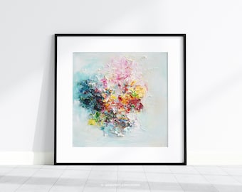 Abstract Floral Giclee Print: 'Sweet Serenity' Square Wall Art