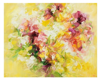 Yellow Floral Giclée Print: Signed Fine Art by Yangyang Pan