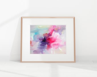 Pink Abstract Art Print signed by artist, Abstract Painting, Giclee Print, Wall Art print, artwork gift, Morning Ray Print, fine art print