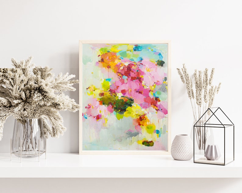 Giclée art print of Abstract painting signed by artist, pink, abstract prints, cloud landscape print, Wall Art prints, art gift, artwork, image 4