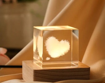 Crystal Cloud Cube Sculpture - Wolke Sky Nuage Paperweight - Shelf Sitter Decor - Crystal Decoration - Home Decor - Sky Cute Gift