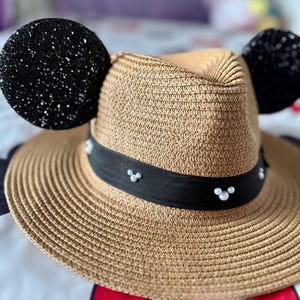 Adjustable Straw Hat with Mouse Inspired Pearls (Ears Sewn By Hand)