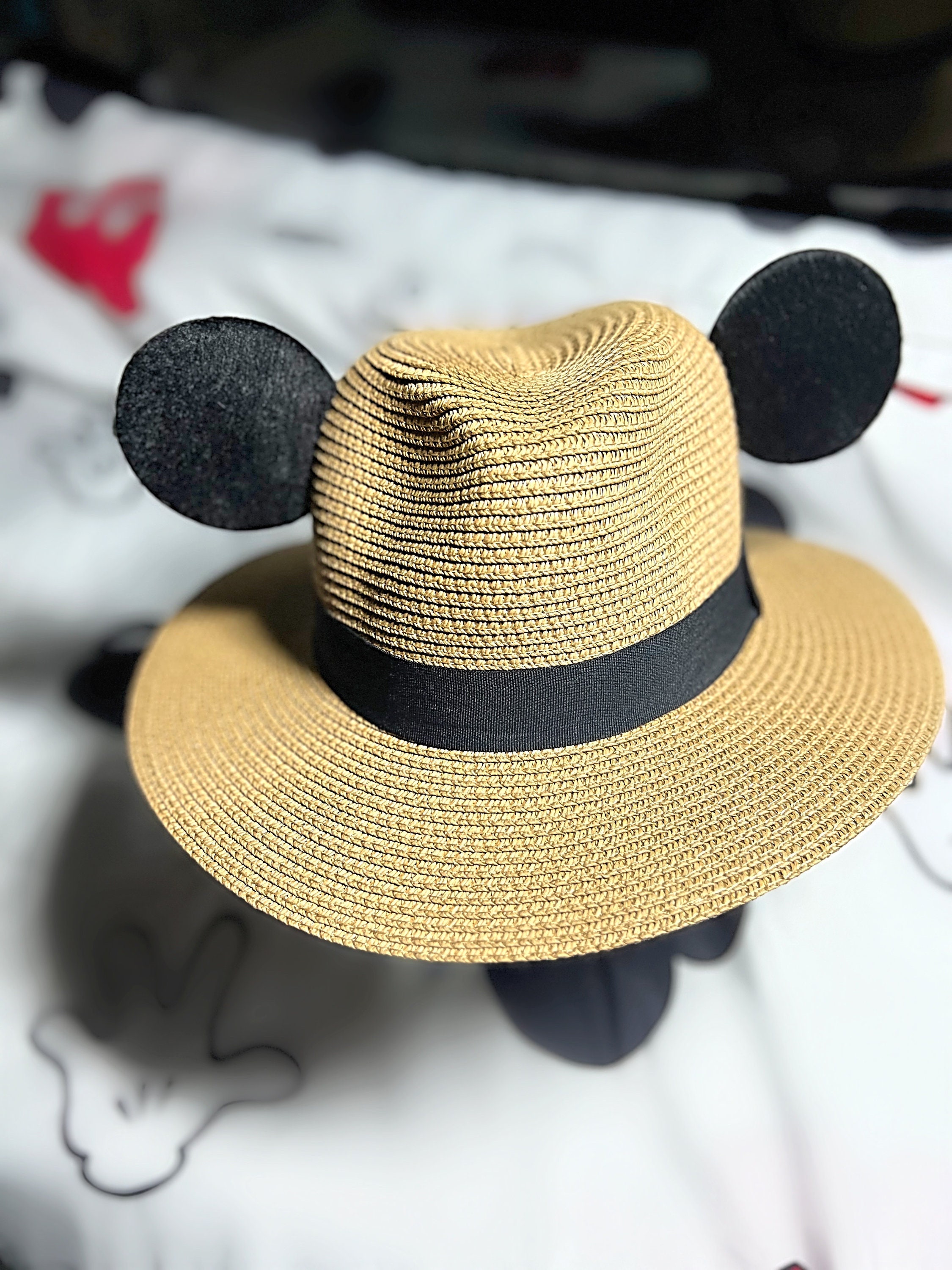 Adjustable Ears Straw Hat (disney Inspired Mouse Ears Sewn  display picture 1