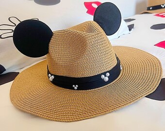 Straw Hat with Mouse Inspired Pearls