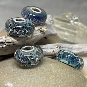 Cremation Ash Pandora Style GLASS Bead w/.925 silver | Cremation Jewelry | Pet Memorial Ash Bead | European Charm Bracelet | Lampwork