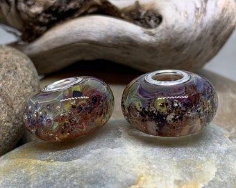 Cremation Ash Pandora Style GLASS Bead w/ .925 silver | Cremation Jewelry | Pet Memorial Ash Beads | European Charm | Lampwork