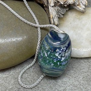 Cremation Ash Glass Bead Necklace: Sterling Silver Pet Memorial Jewelry