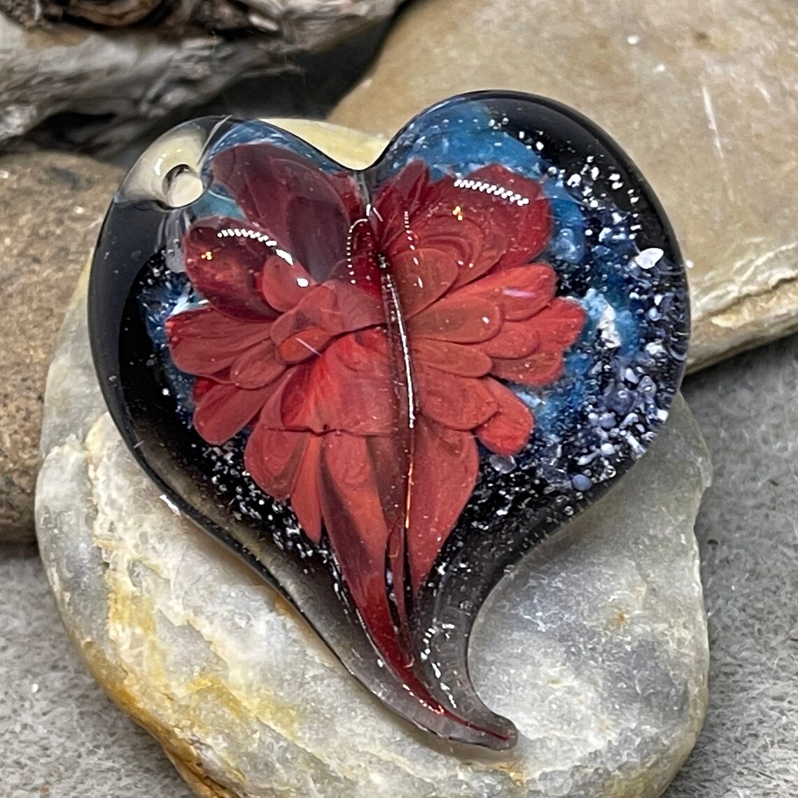 Cremation Ash Glass Heart Implosion Pendant Pet Memorial - Etsy
