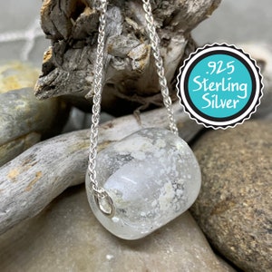 Cremation Ash Glass Bead Necklace: Sterling Silver Pet Memorial Keepsake