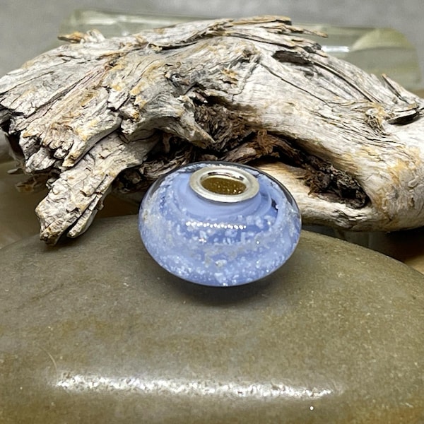 Cremation Ash Glass Bead: .925 Solid Silver Core, Pandora Style Pet Memorial