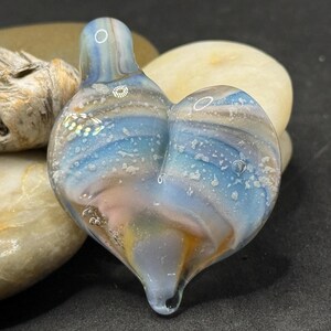 Lampwork Glass Heart Pendant: Cremation Ash Memorial Keepsake