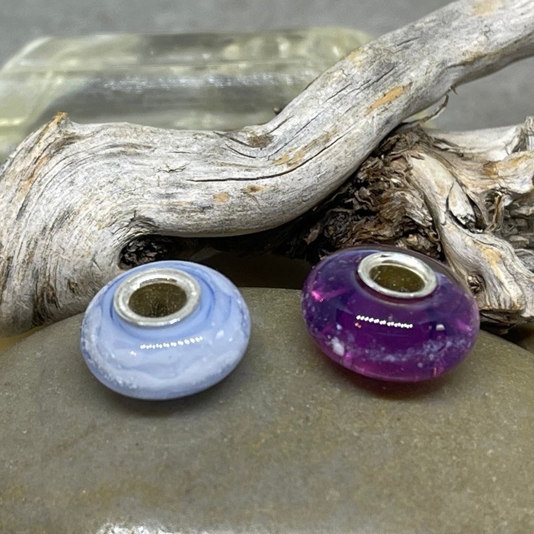Cremation Ash 'pandora Style' GLASS Bead W/riveted Sterling Silver Core