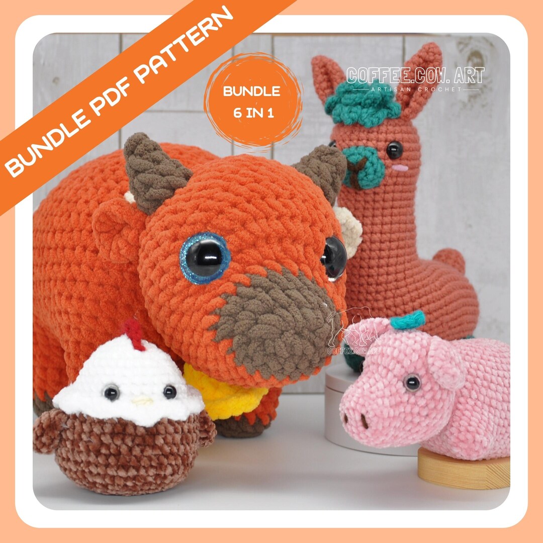 Farm Animal Crochet Pattern Bundle: Low Sew Amigurumi (PDF Pattern) - Etsy