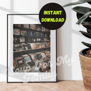 Vinylkunst opnemen | Muziekliefhebber cadeau | Vintage kunstafdruk | Nostalgisch wanddecor | Retro-esthetiek | Ontwerp van vinylplaten | Op de jaren 70 geïnspireerde kunst