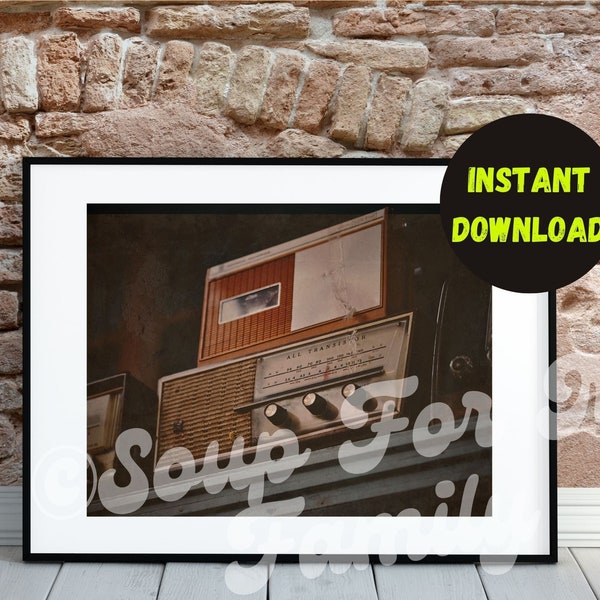 Retro Radio | Radio music art | Music art print | Vintage decor | Retro wall art | Retro music print | Vinyl record decor | Retro home decor