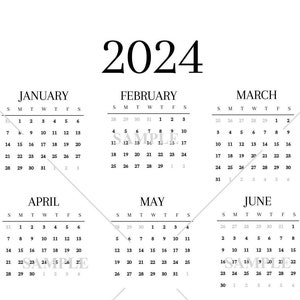2024 Calendar PNG SVG JPG - Transparent Background Clip Art - Instant Digital Download
