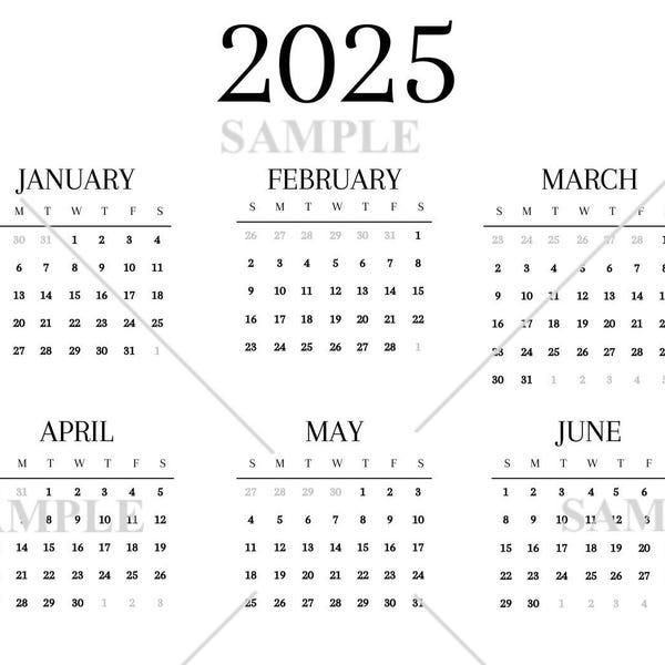 Calendar 2025 Svg - Etsy
