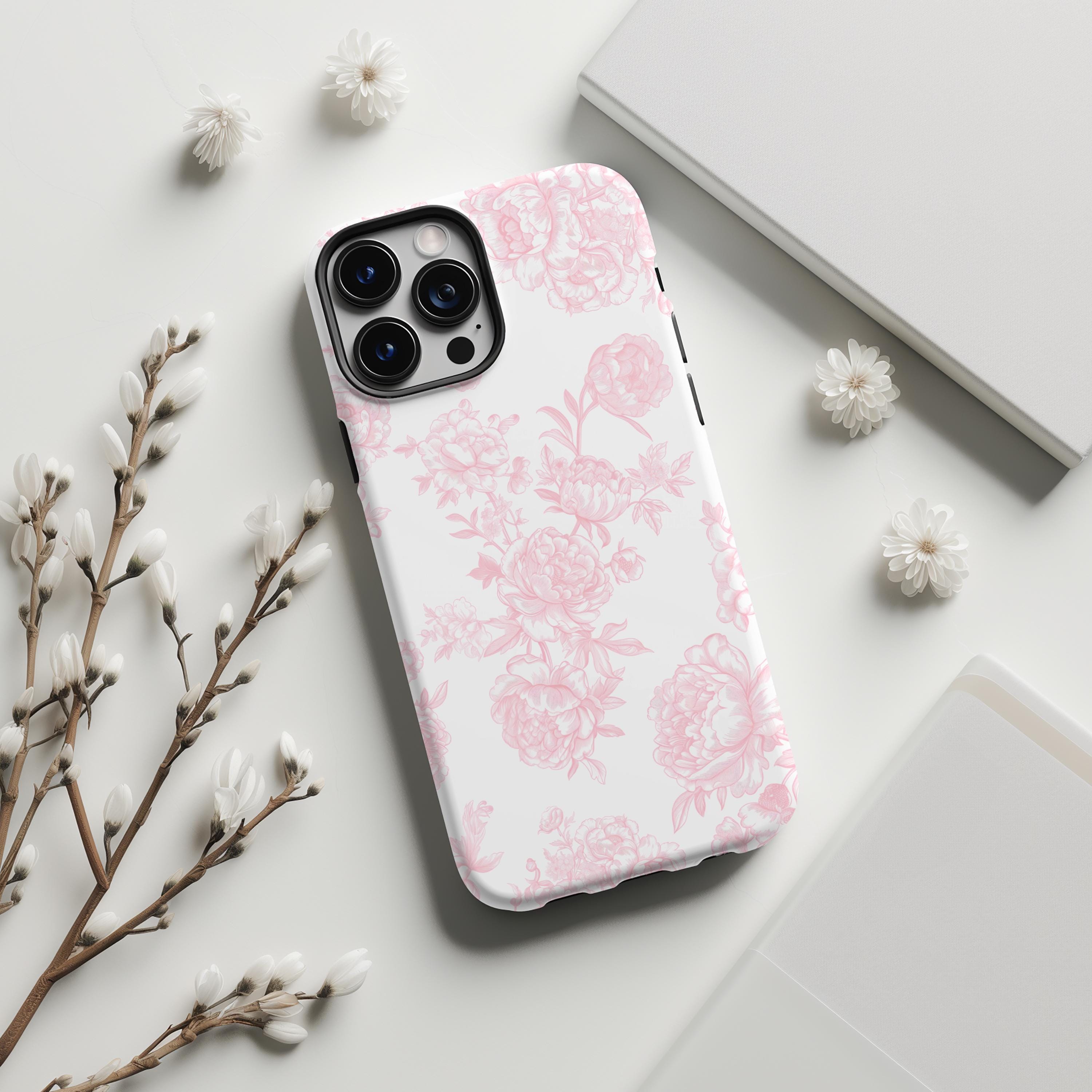 French Toile De Jouy Cute Phone Case,vintage Pink Floral Phone Case ...