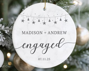Personalized Engaged Ornament - Custom Engagement Christmas Ornament - Engaged Gifts For Couples - Engagement Gifts For Her - Engaged Gift