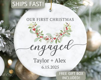 Personalized Engaged Ornament - Custom Engagement Christmas Ornament - Engaged Gifts For Couples - Engagement Gifts For Her - Engaged Gift