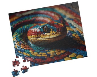 Snake puzzle of a mosaic snake, animal puzzle, Unique colors, virbrant colors, mosaic, for whole family, Puzzle (110, 252, 520, 1014-piece)