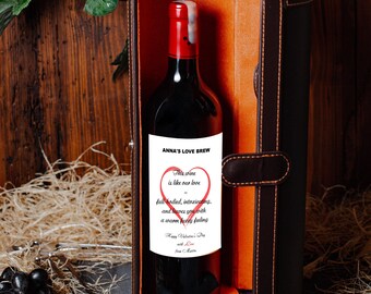 Personalized Valentine's Day Wine Label: Custom Gold Letter Stickers (Digital Download)