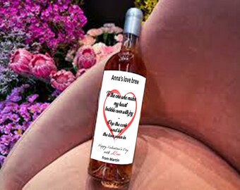 Personalized Valentine's Day Wine Label, Editable Template (Digital Download)