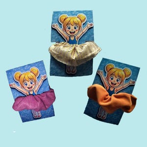Scrunchie with little Dancer  | Birthday card | Printable Hair Scrunchie Holder | , Digital Download,