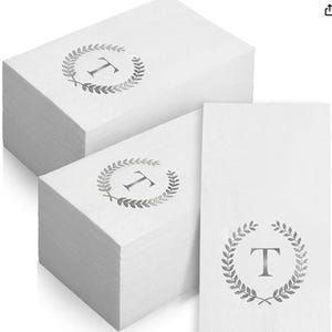 Monogram Bathroom Napkins, Disposable Guest Towels, Cloth-Like Paper Hand Towels Decorative Napkins for Dinners,