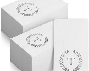 Monogram Bathroom Napkins, Disposable Guest Towels, Cloth-Like Paper Hand Towels Decorative Napkins for Dinners,