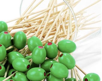 Olive Skewers, Fruit Fork Dessert Pick, Cocktail Skewer, Wood Appetizer Pick