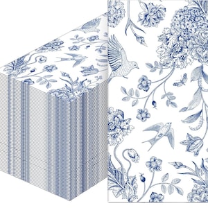Toile Bathroom Napkins, Disposable Guest Towels, Cloth-Like Paper Hand Towels Decorative Napkins for Dinners, Parties, Weddings Events